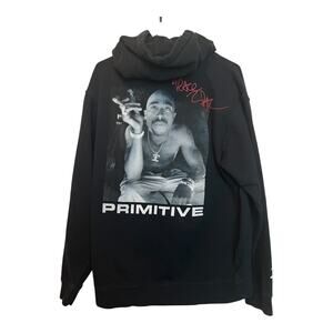 Primitive Clothing Tupac Hoodie Smoke Black Sweatshirt Rap Music Medium Hip Hop
